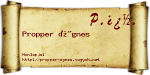 Propper Ágnes névjegykártya